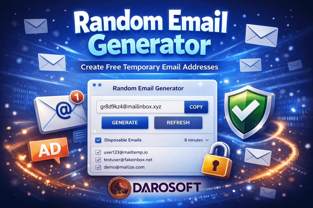 Random Email Generator | Free Temporary Email Addresses | Darosoft ...